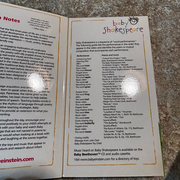Baby Einstein Baby Shakespeare Beethoven Poetry VHS Tape 1-4 Years Old Education - Picture 11 of 12